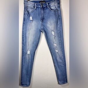 Zee Gee Why Blue Distressed Skinny Jeans Size 32